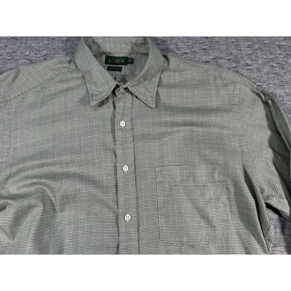 Vintage J Crew Oarsman Dress Shirt Mens 16 34/35 Green Plaid Long Sleeve Cotton